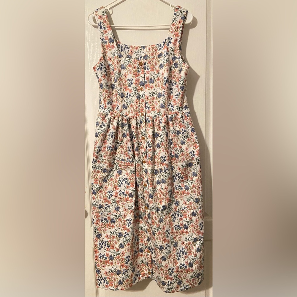 Button-up Floral Dress with Pockets